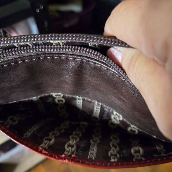 Tignanello 2 Tone Brown Red Leather Crossbody Bag - Picture 6 of 8